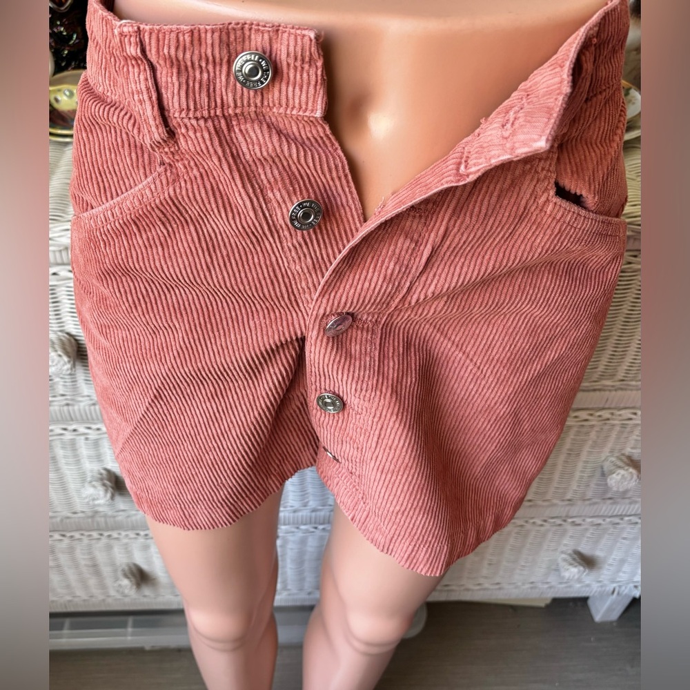 Free People Ray Mini Skirt corduroy Cotton Button Up in terracotta Size 0 NWT - Picture 8 of 12